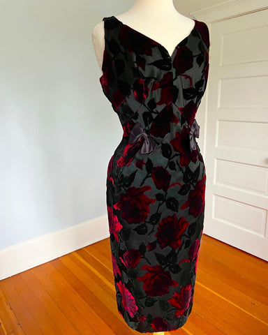 1950s Custom Made Silk Hourglass Cocktail Dress