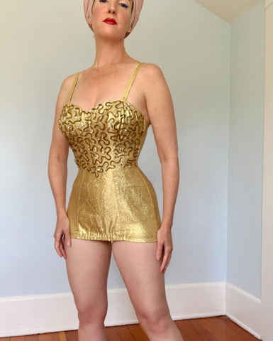 1950s “Ceeb of Miami” Metallic Lamé Swimsuit