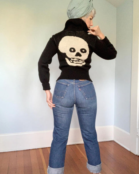 Vintage Made in USA “Betsey Johnson” Wool Skull Sweater