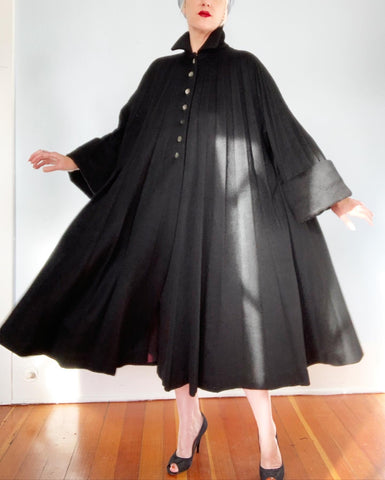 1952 Documented "Lilli Ann of Paris & San Francisco" Accordion Pleated French Wool Mohair Trapeze Coat
