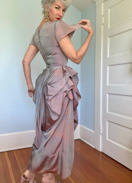 1940s Sharkskin Taffeta Custom Made Gown
