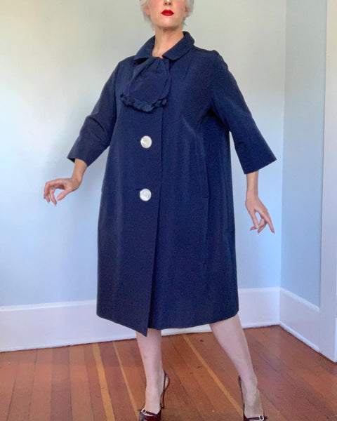 Late 1950s "Christian Dior" Silk Faille Swing Coat