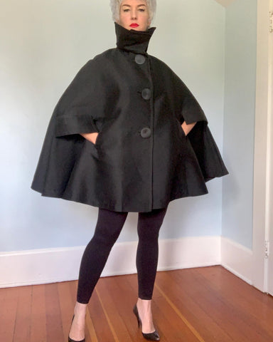 1950s Wool Silk Blend Mega Cape by “A Lou Green Original”