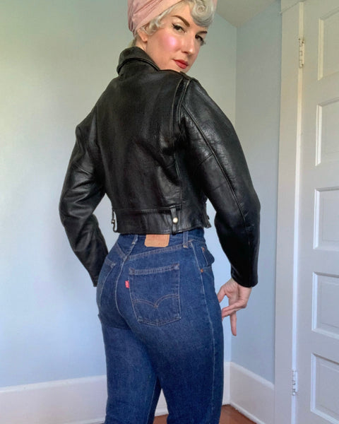 1940s Horsehide Leather Womens “Harley Davidson” Cycle Queen Motorcycle Jacket