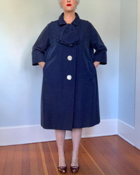 Late 1950s "Christian Dior" Silk Faille Swing Coat