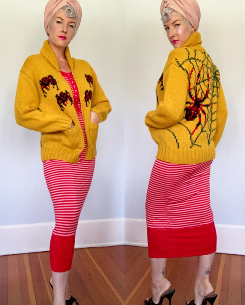 1950s Style Spiderweb Cowichan Sweater by “Dry Bones” of Japan