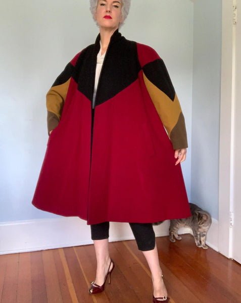 1980s Wool Trapeze Coat