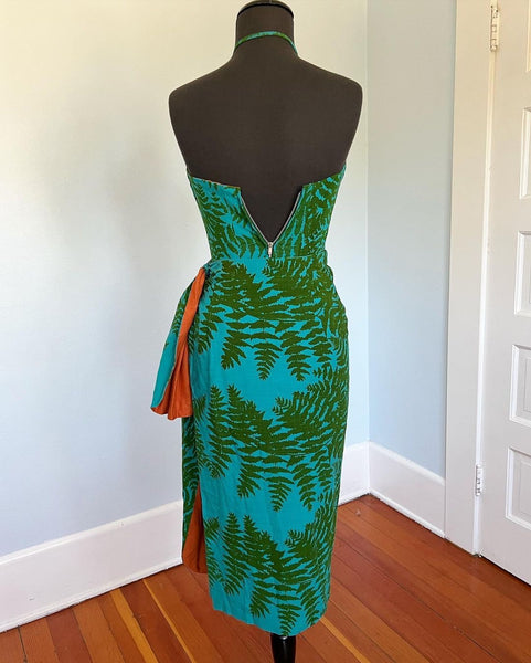 Late 1940s Hawaiian Sarong Dress Ensemble by “Polly Manning Importers”
