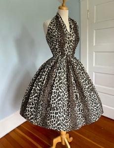 1950s Homemade Leopard Cotton Sundress