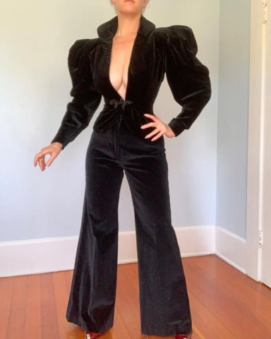 1970s Black Velvet “Anne Klein” Femme Tux