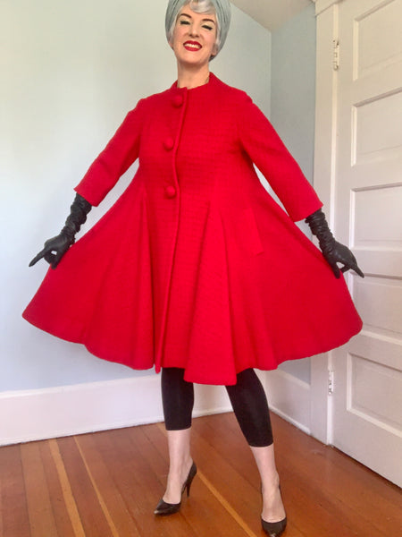 1950s French Couture Wool Extreme Trapeze Coat