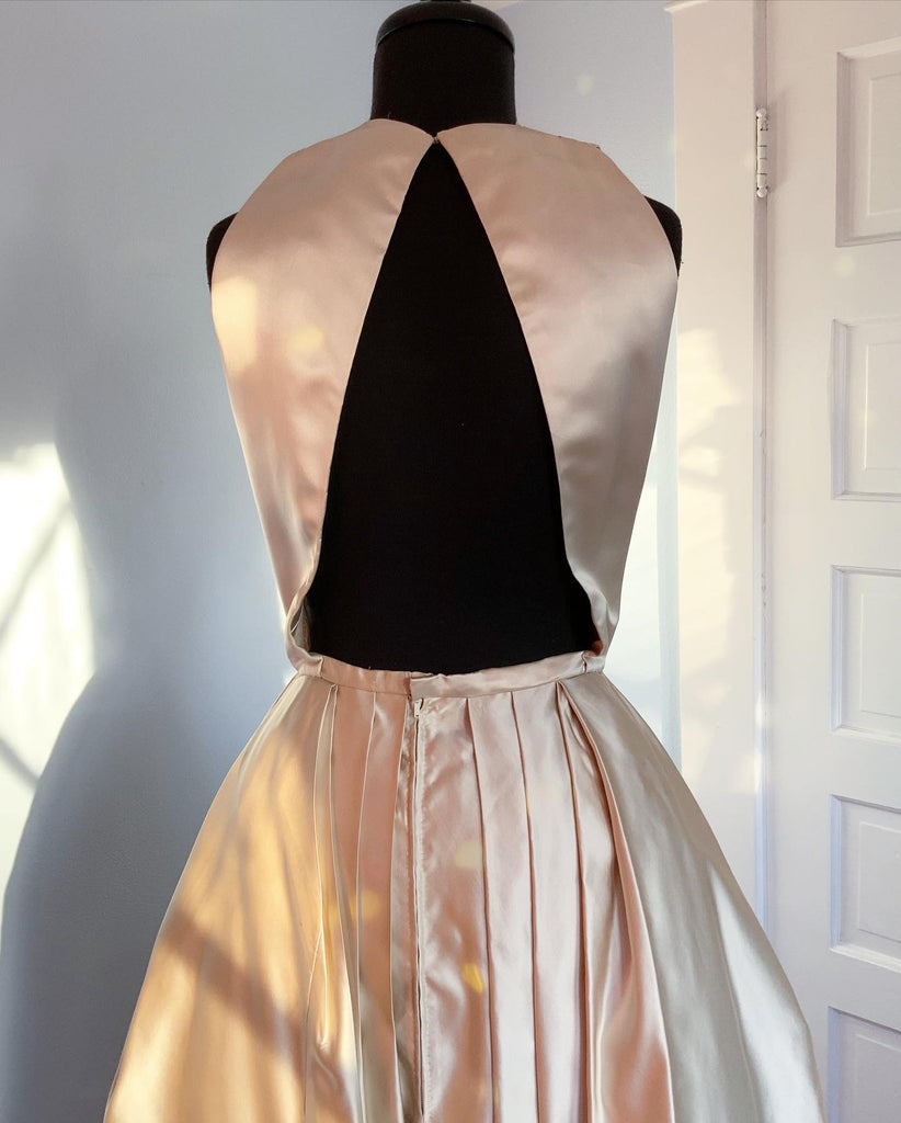 Couture 1950s Silk Peau de Soie Gown by