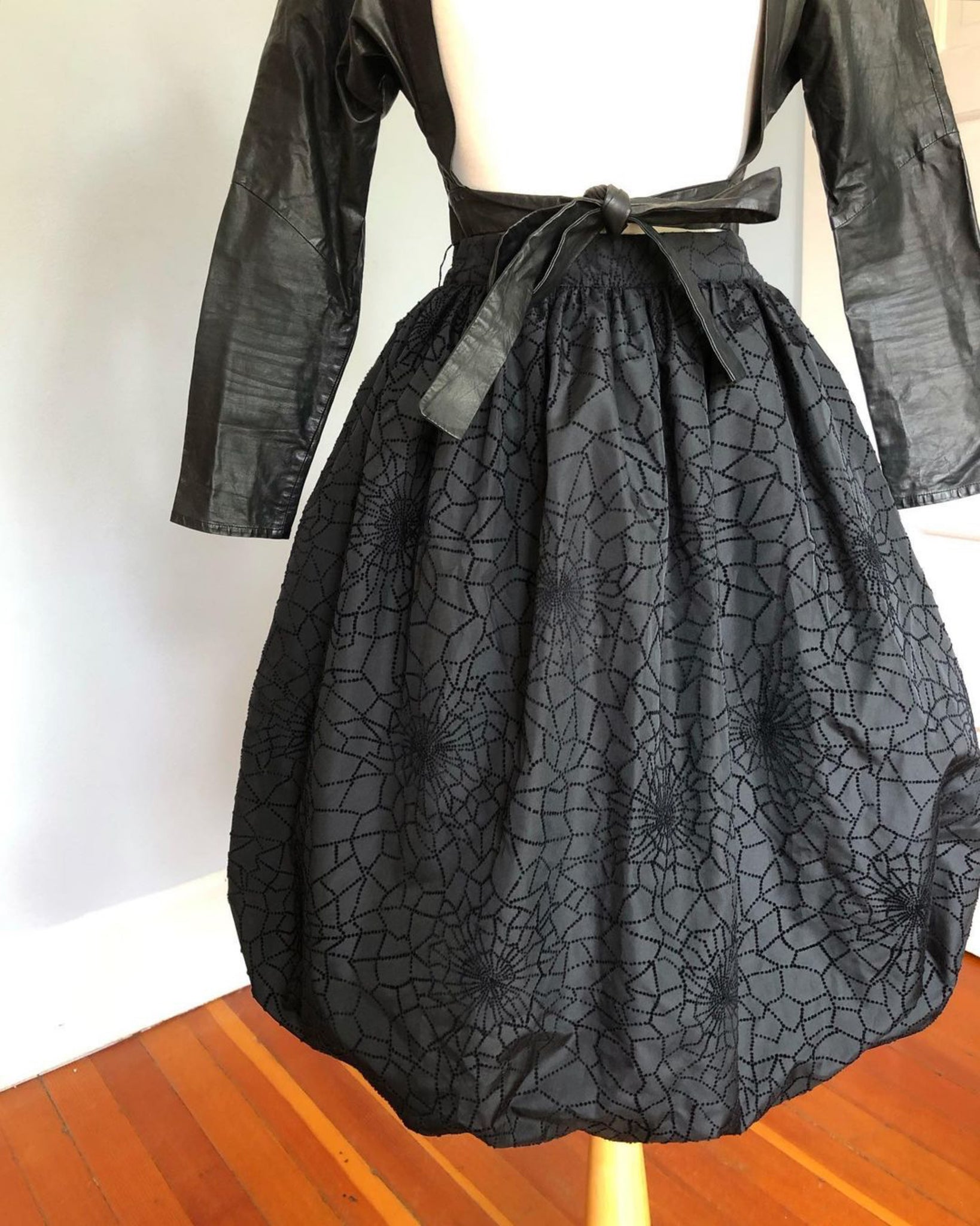 1980s Bubble Skirt with Velvet Flocked Spiderwebs