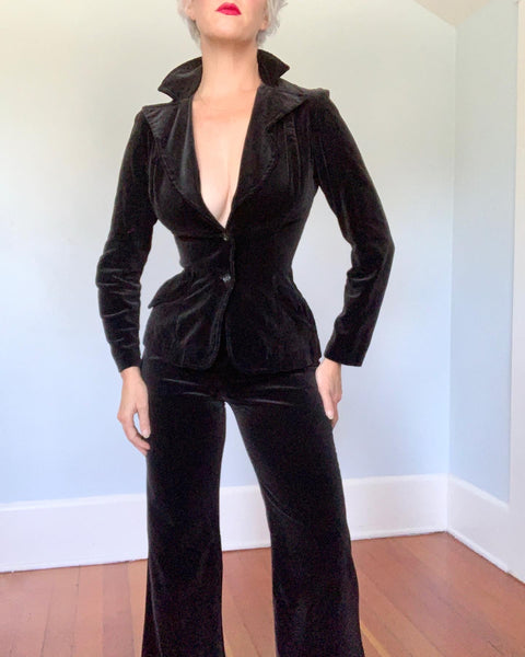 1970s Black Velvet Suit