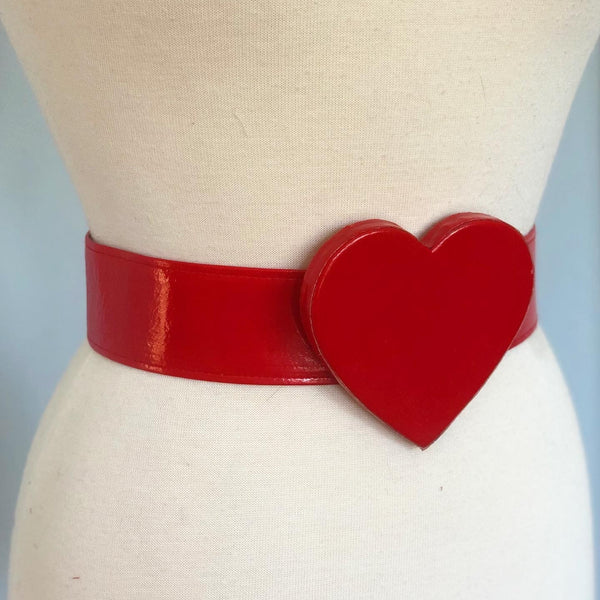 1960s Red Vinyl 3-D Heart Waist-Cincher Belt