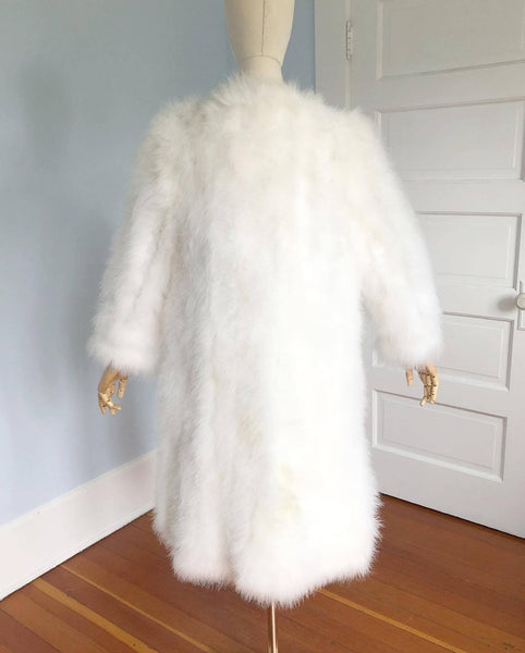 1960s White Marabou Feather Coat Lined in Satin