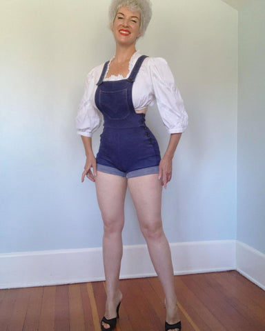 French 1970s Daisy Duke Shorty Overalls by “Michel Ajers Paris”