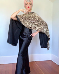 1950s Silk Velvet Leopard Shawl by “Elsa Originals”