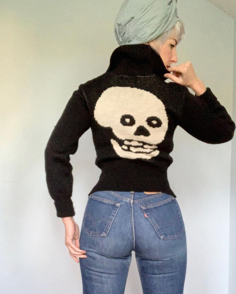 Vintage Made in USA “Betsey Johnson” Wool Skull Sweater
