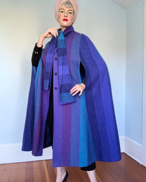 1970s Magical Ombre Wool Cape by "Avoca Collection - Wicklow, Ireland"