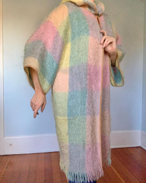 1960s Designer “Bonnie Cashin” Mohair Blanket Coat w/ Hood