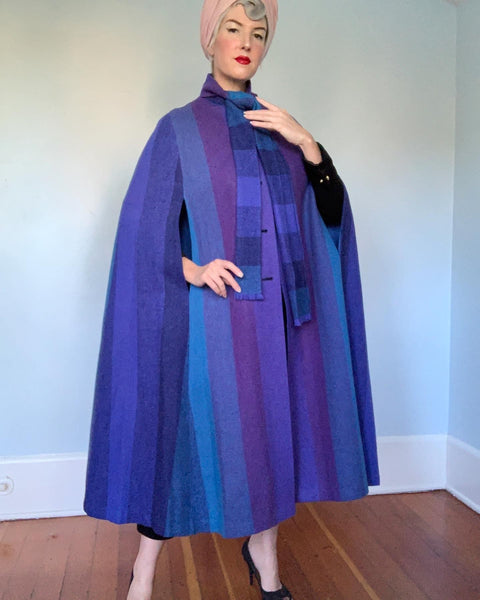 1970s Magical Ombre Wool Cape by "Avoca Collection - Wicklow, Ireland"