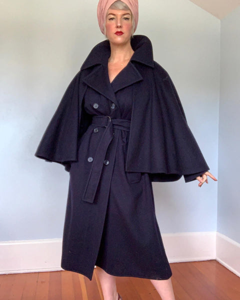 1980s Yves Saint Laurent Wool Trench Coat w/ Removable Cape