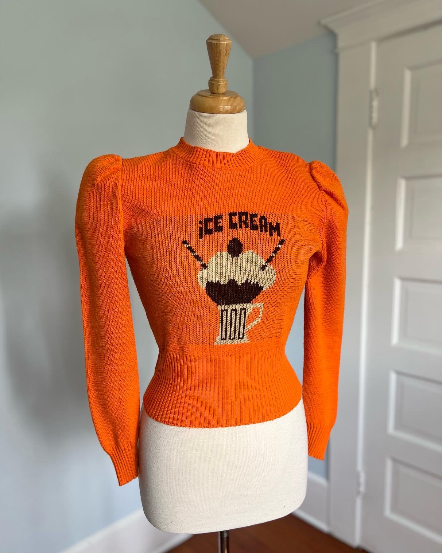 1970s does 1940s Intarsia Knit “Ice Cream” Sweater