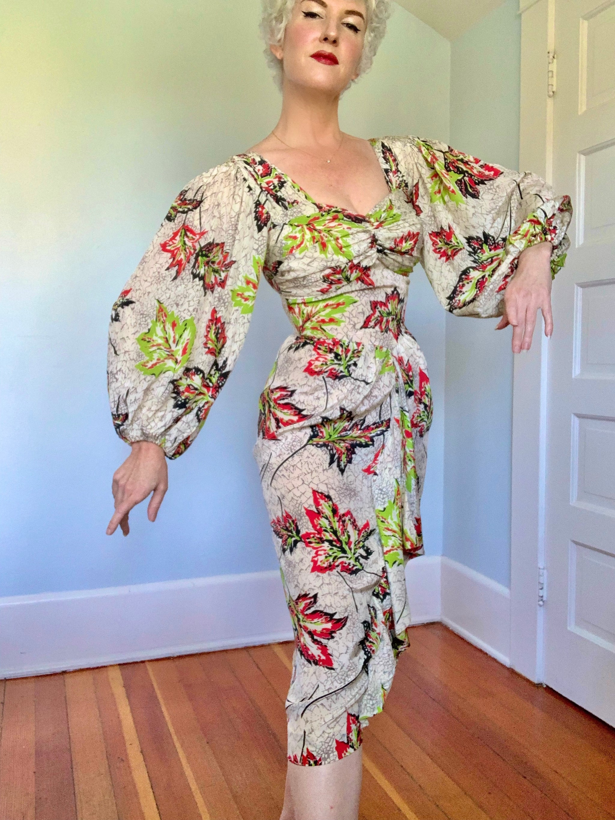 Rare 1940s “Lilli Diamond of California” Cold Rayon Draped  