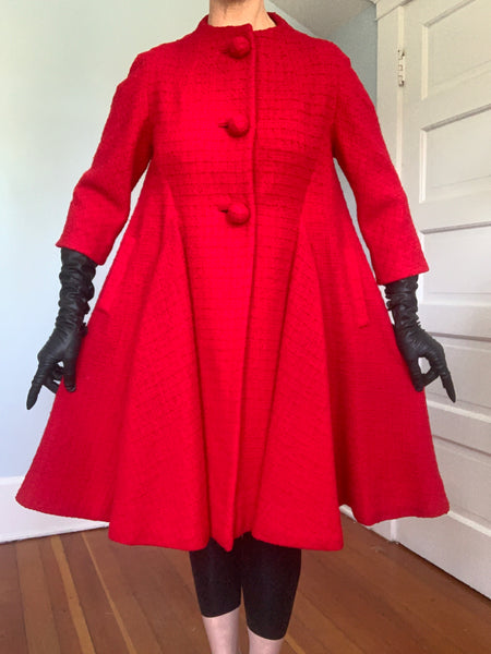 1950s French Couture Wool Extreme Trapeze Coat