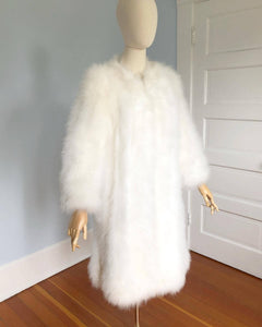 1960s White Marabou Feather Coat Lined in Satin