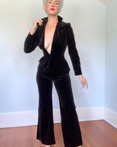 1970s Black Velvet Suit