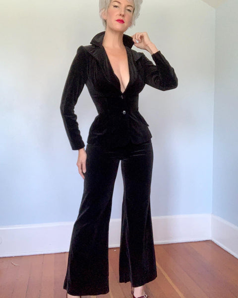 1970s Black Velvet Suit