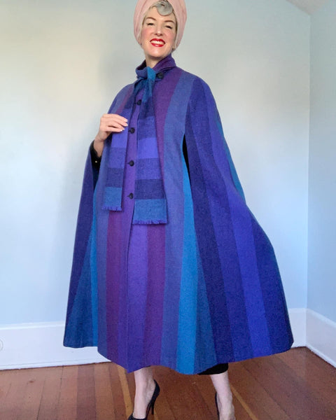 1970s Magical Ombre Wool Cape by "Avoca Collection - Wicklow, Ireland"