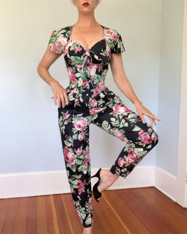 1980s “Karen Alexander” Cotton Chintz Jumpsuit