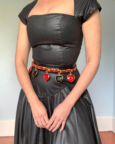 1980s “Betsey Johnson” Punk Label Wet / Leather Look Polished Cotton Full Circle Skirt Maxi Dress