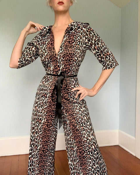 1960s “Vanity Fair” Leopard Palazzo Jumpsuit