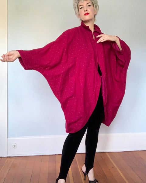 1980s "Ted Lapidus Boutique Haute Couture" Lightweight Wool Extreme Cocoon Sculptural Coat