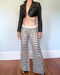 One of a Kind 1970s Custom Made Low Rise Plastic Loop Bell Bottom Pants