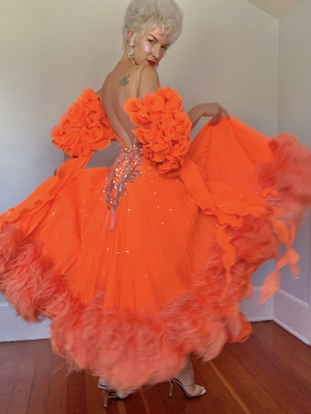 Beyond Fabulous Vintage Custom Made "Dore' Designs of Cape Coral, Florida" Professional Ballroom Gown