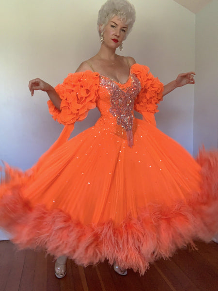Beyond Fabulous Vintage Custom Made "Dore' Designs of Cape Coral, Florida" Professional Ballroom Gown