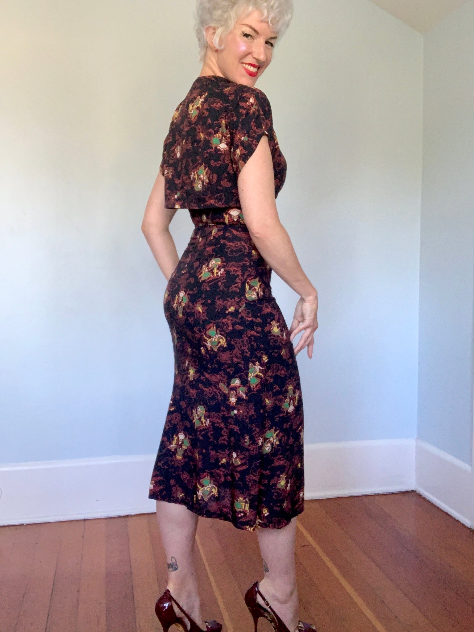 Rare 1940s Inky Black Cold Rayon 2 Piece Cocktail Dress Ensemble with butchwaxvintage Rare 1940s Inky Black Cold Rayon 2 Piece Cocktail Dress Ensemble with butchwaxvintage