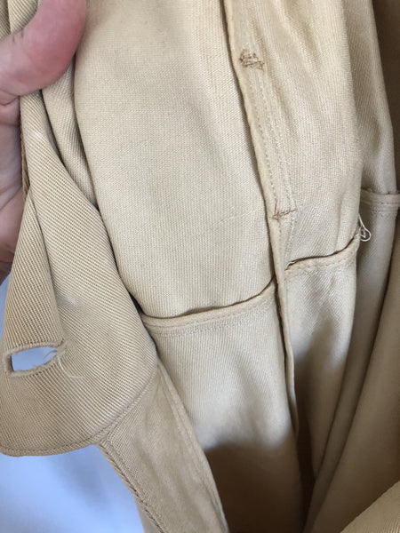 Early 1940s Cotton Tan Denim Womens Workwear Boiler Suit w/ Belt