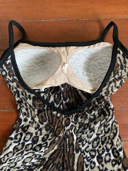 1960s Sheer Leopard Print "Scandal Suit" One Piece Swimsuit by "Cole of California"