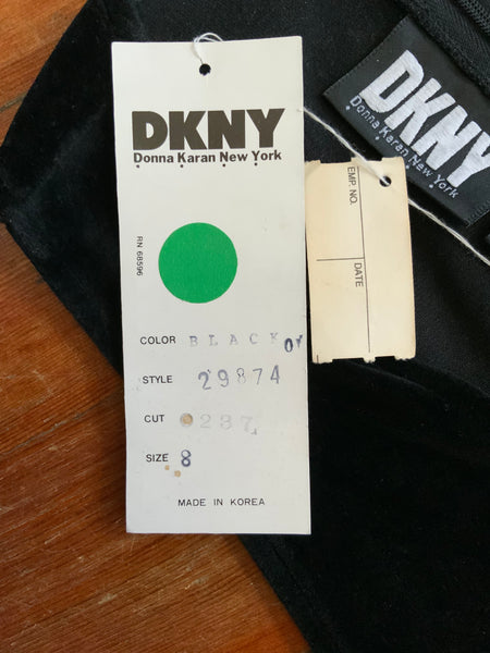 Deadstock with Tags 1980s "Donna Karan New York" Stretch Velvet Catsuit