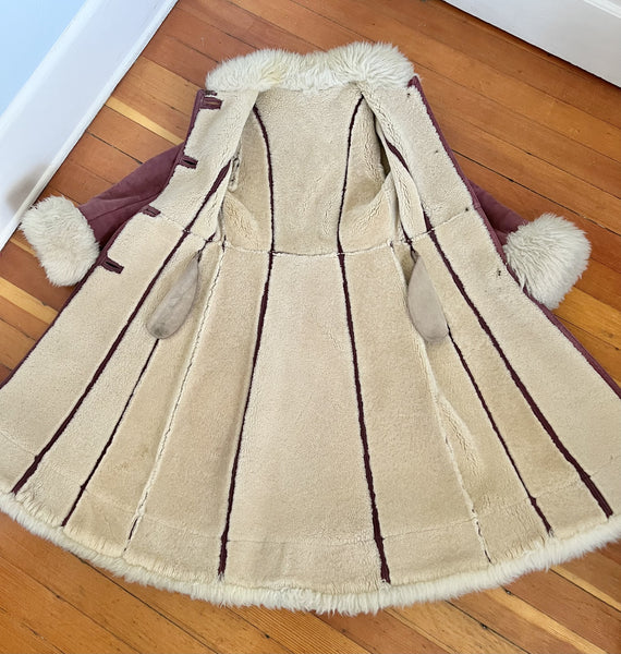 Rare 1960s Lilac Suede w/ Shearling "Abercrombie & Fitch" Penny Lane Coat