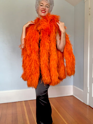 Spectacular & RARE 1920s Folies Bergere Paris Full Ostrich Feather Cape